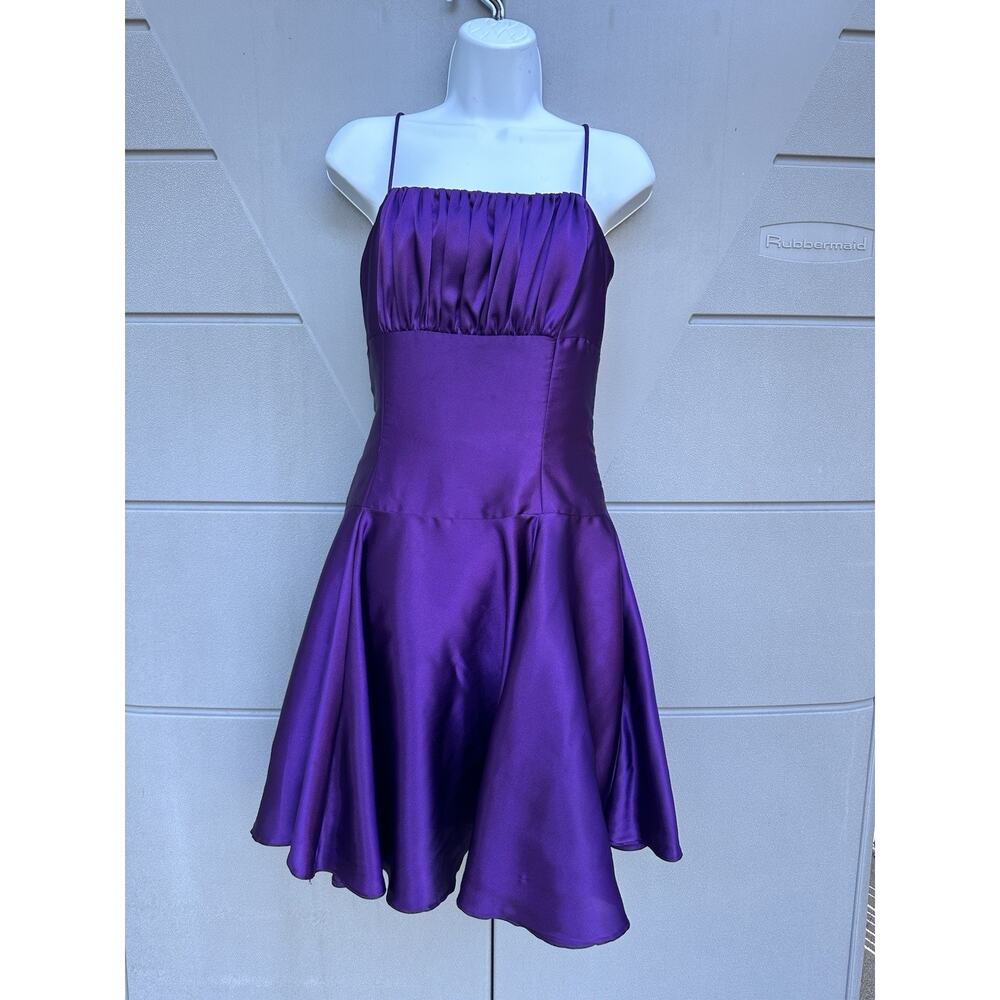 VTG Jessica McClintock Gunne Sax Purple Satin Corset Dress 9/10 Fairygrunge Y2K